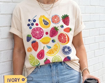 Cute Fruit Shirt | Comfort Colors Vintage Cottagecore Strawberry Shirt, Lemon Citrus Tshirt, Summer Time Tee, Tropical Summer Vacation Shirt