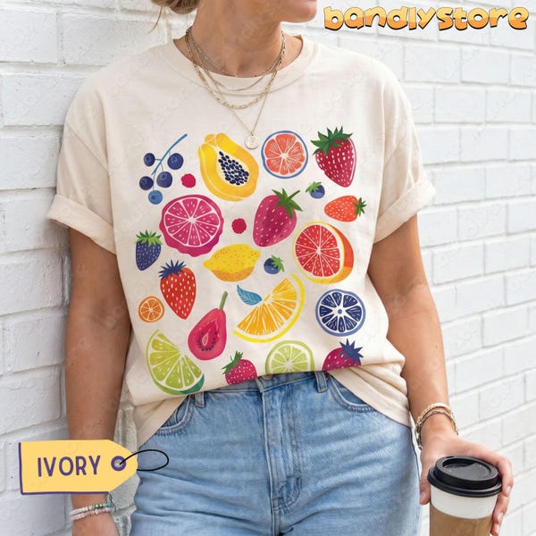 Cute Fruit Shirt | Comfort Colors Vintage Cottagecore Strawberry Shirt, Lemon Citrus Tshirt, Summer Time Tee, Tropical Summer Vacation Shirt