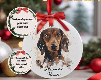Personalized Chocolate Smooth Dachshund Ornament: Custom Wiener Dog Acrylic Christmas Ornament
