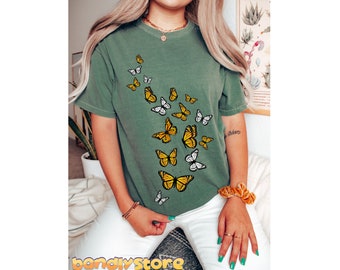 Comfort Colors® Monarch Butterfly Tshirt | Cute Cottagecore Tshirt, Gift For Her, Butterfly Lover Shirt, Monarch Butterfly Shirt, Spring Tee