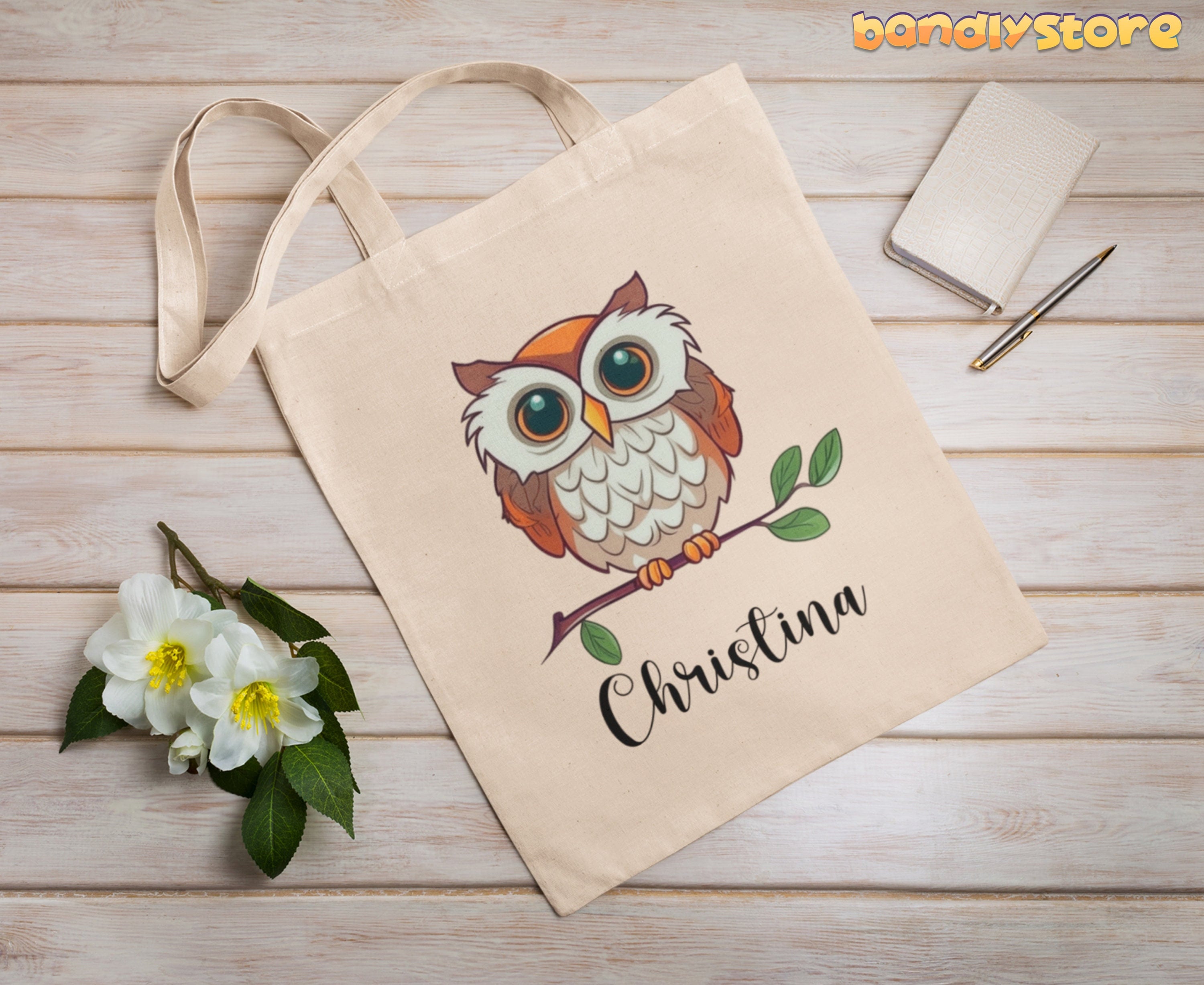 Personalized Cute Owl Tote Bag |  Custom Name Owl Tote Bag, Owl Gifts For Women, Owl Themed Gifts,  