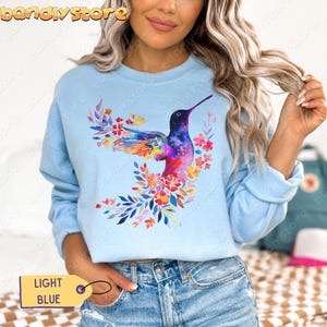 Floral Hummingbird Sweatshirt | Cottagecore Bird Sweatshirt, Birdwatching Shirt, Vintage Hummingbird Graphic Sweater,  Hummingbird Gifts