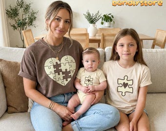 Heart Puzzle Mommy And Me Matching Shirts For 2 Kids | Mom And Baby Shirts, Mom And Daughter Tees, Dad And Son Shirts, Parent And Kids Tees