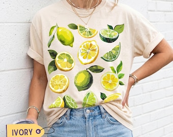 Vintage Lemons and Limes T-shirt: Comfort Colors Cottagecore Summer Citrus Tee