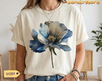 Watercolor Wildflower Tshirt: Comfort Colors Pressed Flower Shirt, Cottagecore Vintage Style