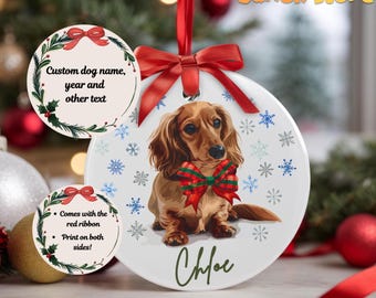 Personalized Tan Longhaired Dachshund Ornament: Custom Wiener Dog Acrylic Christmas Ornament