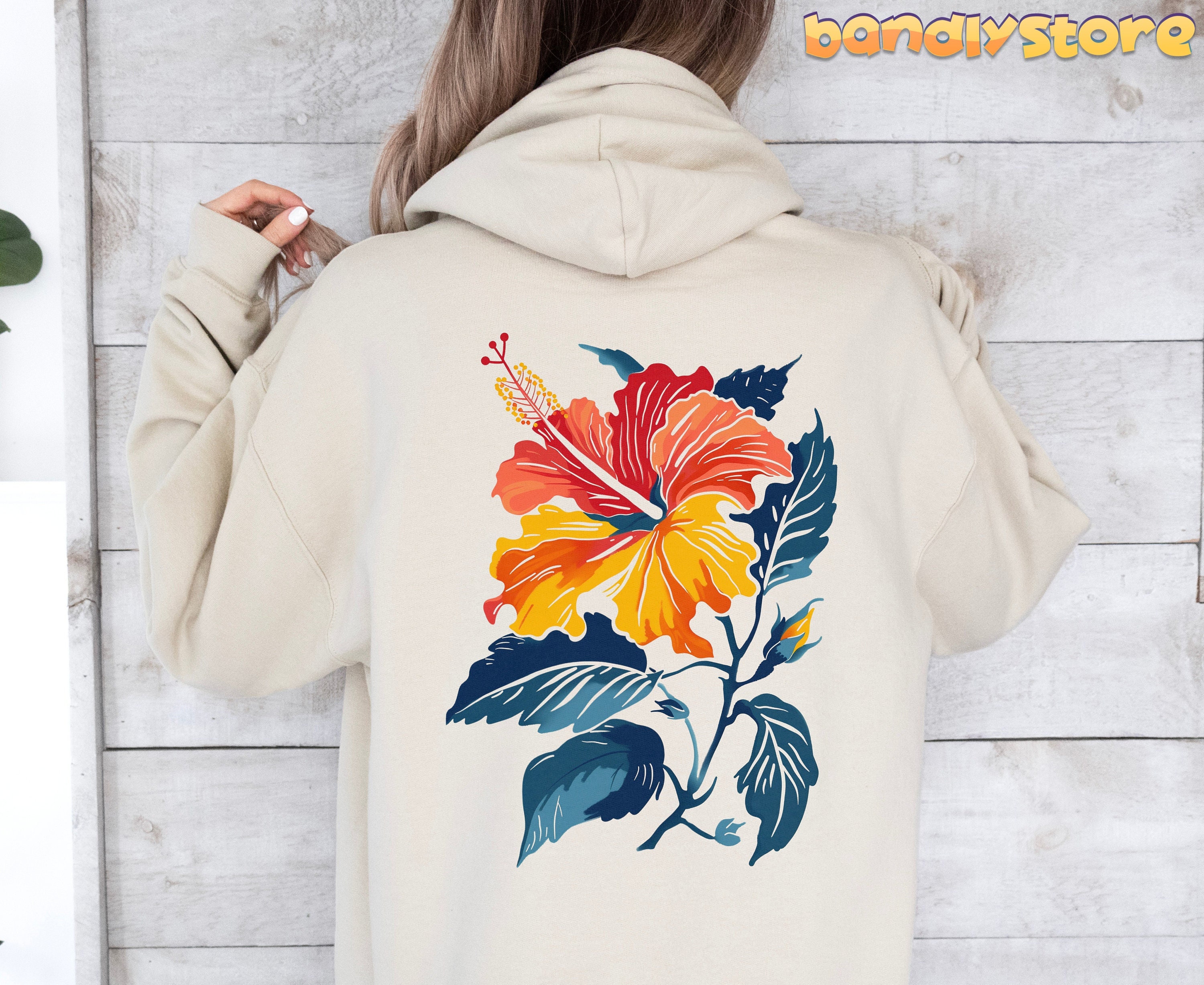 Hibiscus Flower Back Print Hoodie Hawaiian Hoodie Floral Hoodie Ocean Beach Hoodie Summer Time Beachy Hoodie Aloha Back Design Hoodie Etsy