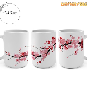Cherry Blossom Mug, 15oz | Cherry Blossom Coffee Cup, Cherry Blossom Coffee Mug, Floral Mug, Cherry Blossom Tea Cup, Spring Coffee Cup