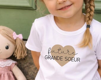 T-shirt future grande soeur - annonce grossesse enfant - cadeau mamie tata - fratrie - souvenirs famille