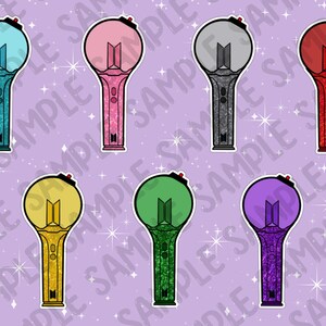 KPOP | Army Lightstick | Member Colored | Stickers | Journal & Scrapbook