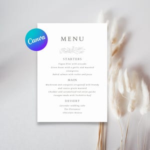 Luxus Dinner Party Menüvorlage Bearbeitbar Canva Design Elegantes Tischmenü Digitale Datei Sofortiger Download Moderne Schrift Leicht Anpassbar
