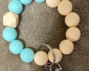 Keychain bracelet wristlet silicone bead keychain bracelet zipper pull purse keychain wristlet keychain stretchy beach sea & sand keychain