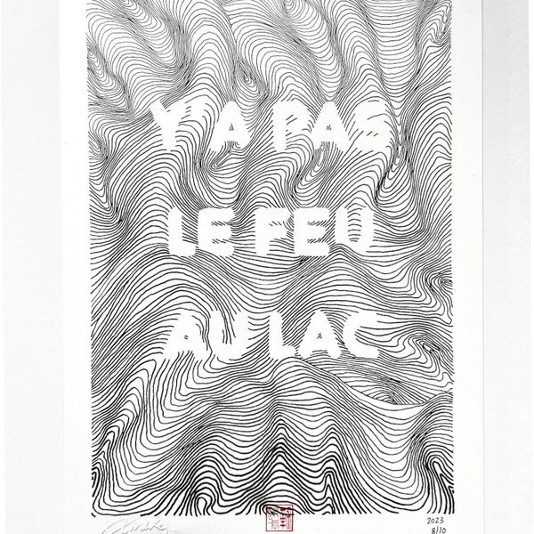 No fire on the lake || Detailed Pen & Ink Illustration Art Limited Print A4 Wall Art | Y'a pas le feu au lac