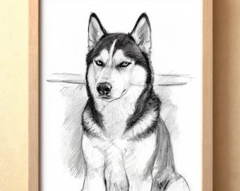 Custom Dog Portrait from Photo, Hand-Drawn Pencil Style, Modern Home Decor, Personalized Pet Artwork