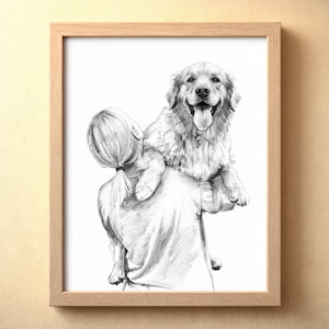 Custom Portrait Sketch from Photo | Pencil Drawing Digital Download, Gift for Animal Lovers