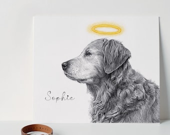 Custom Pencil Sketch Dog Portrait From Photo| Pet Memorial Artwork
