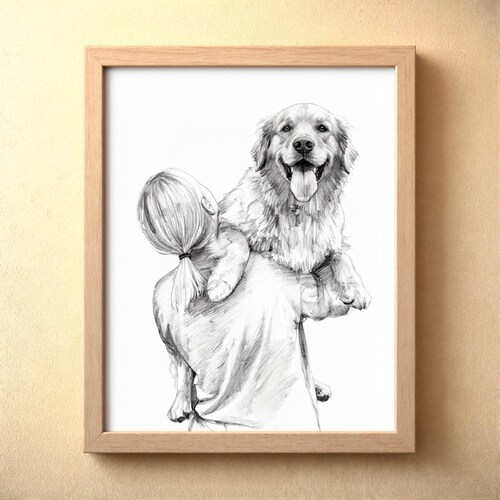Custom Portrait Sketch from Photo | Pencil Drawing Digital Download, Gift for Animal Lovers