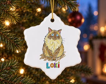 Custom Pet Portrait Ornament, Badly Drawn Crayon Pet Art, Personalized Dog or Cat Christmas Gift With Name, Funny Christmas Gag Gift