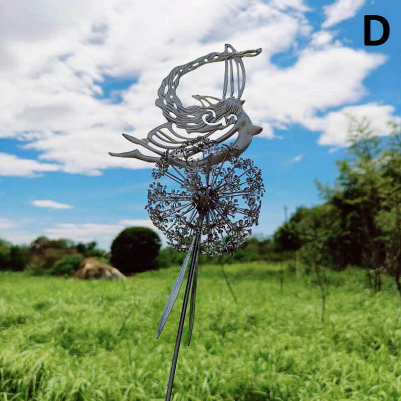 Dancing Fairy Figurine Statue Fairy Garden Stake Garden Decor Pixies Metal Yard Art Lawn Landscape Miniature Sculpture fairy Dandelion D