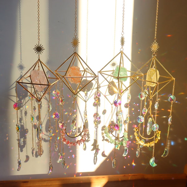 Sun catcher/ Crystal suncatcher/ Crystal Rainbow maker/ Aurora gemstone suncatcher/ crystal prism/ wall hanging/ Home decor/ Gift for women