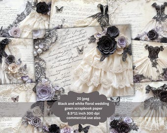 Vintage Lace Ephemera: Floral Junk Journal Kit (Digital Download, 20 Printable Pages 8.5x11")