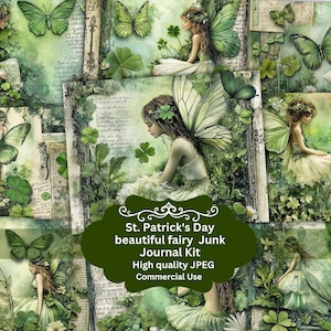 Fata di San Patrizio ad acquerello, bellissime stampe di fate, clipart fantasy, lavoretti di San Patrizio, clipart di San Patrizio