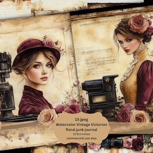 Victorian lady shabby Junk Journal Kit JPG Pages with Ephemera, Tags, Supplies), Ladies&#39; Fashion, Steampunk Digital Paper, Digital Download