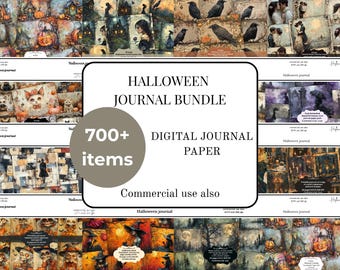 Kit de journal indésirable numérique pour toute la boutique Mega Halloween, fournitures de journal indésirable, kits de journal indésirable, album d'halloween, citrouille, tête de mort, corbeau