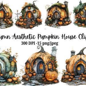 Cute Fairy Fantasy pumpkin house clipart, cottagecore png, Cute magic images for design, print, scrapbook, junk journal etc.