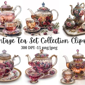 Tea Clipart Bundle Watercolor Teacup PNG Beautiful Herbology Clipart PNGTea Party PNG Clipart Tea Clipart Tea Time Bundle