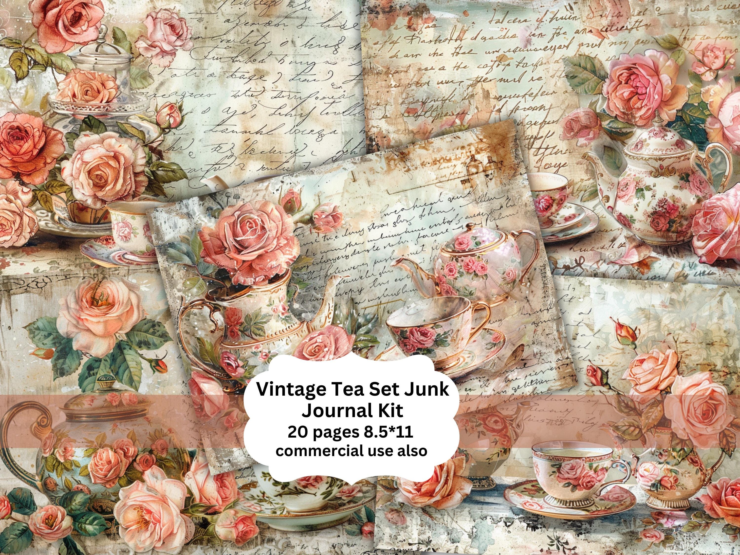 Vintage Tea Party Junk Journal Kit Printable JPG Pages With Ephemera ...