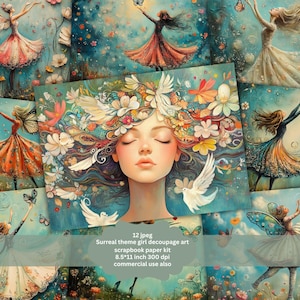 Surreal Angle Fairy girl junk journal | vintage Fairies | Printable Watercolor clipart | High Quality JPGs | Digital download | Paper craft