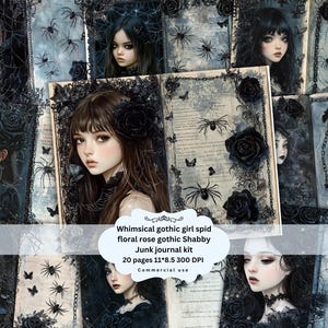 Gothic Girls Junk Journal Pages: Shabby Halloween Collage (Digital Download)