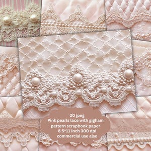 Pastel pink shabby scrapbooking paper , card making, crafting paper, lace style junk journal kit , wedding decor card commercial use paper