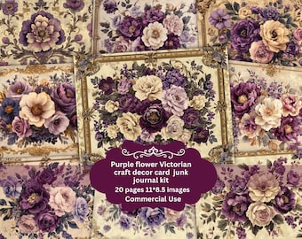 ボヘミアンパープルパターンのジャンクジャーナルキット、ジャンク