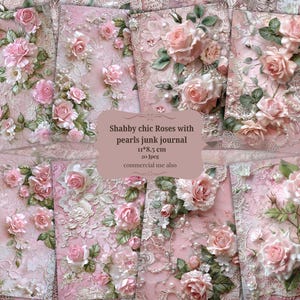 Rose Shabby Chic lace Junk Journal Kit | Shabby Chic Junk Journal Ephemera | Pink Roses | Shabby Chic Printable | Vintage | Flowers | Lace
