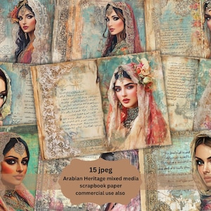 Arabian lady Junk Journal Arabian Scrapbook Printable Backgrounds Arabian Princess Junk Journal Supplies Shabby Chic Digital