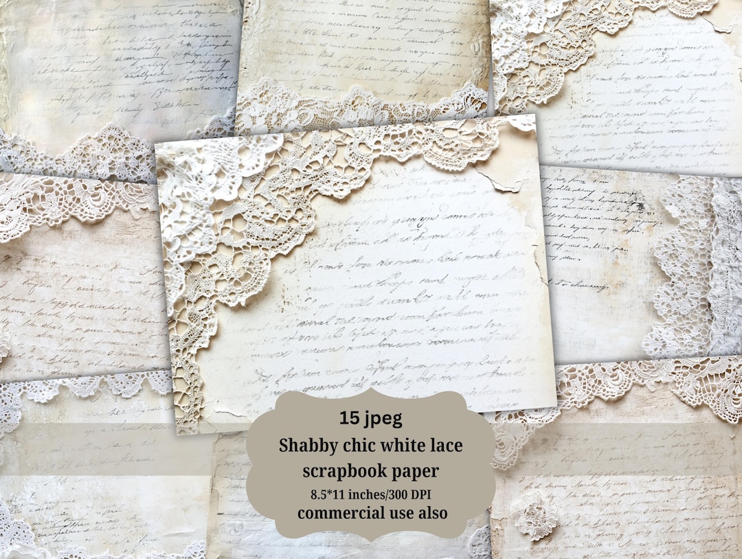 White Lace Junk Journal Sheet Pages, Digital Scrapbook Paper Kit ...