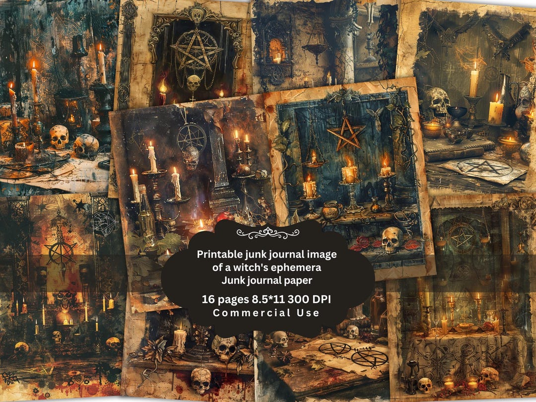 Gothic Halloween Junk Journal Kit Shabby Chic Collage Sheets Printable ...