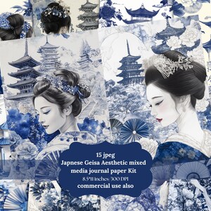 Japanese vintage lady traditional Junk Journal Kit, Oriental, Journal Paper, Pages, Scrapbook, Digital Paper, Japanese Women