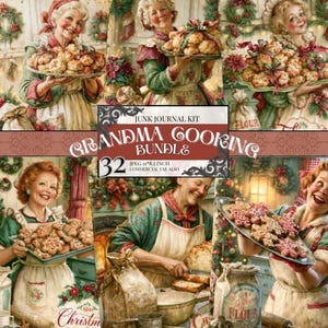 Vintage-Weihnachtsbäckerei-Tagebuch einer älteren Dame, Lebkuchen-Keks-Erinnerungen, Retro-Küchen-Druckvorlage (JPEG)