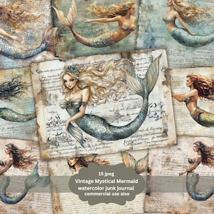 Bellissimo kit diario di sirena Junk Journal Ocean Digital Paper per scrapbooking Sea Digital Paper Marine Journal Pages Underwater Printable Page