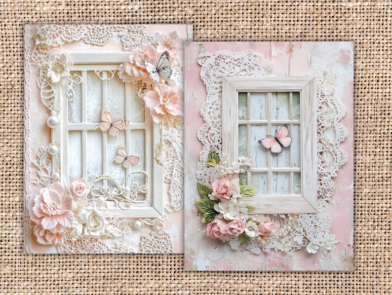 Shabby Chic Flower With Lace Junk Journal Kit Pink Vintage Lace ...
