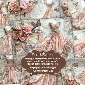 Vintage pink Victorian Lady and Dresses, Junk Journal Printable Pages, Digital Download Page, Vintage Card, Digital Collage Sheet digital