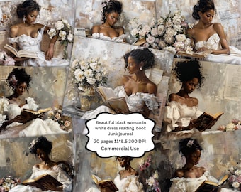 Beautiful Black Women  Reading Junk Journal, African American, Junk Journal Kit, Digital Papers, Printable Ephemera, Digital Journal Kit