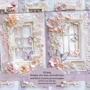 Purple shabby window lace scrapbook junk journal, Lace Junk Journal Page, Shabby Chic Scrapbook Papers, Printable, Ephemera, Scrapbook