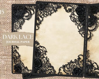 Dark Lace Junk Journal Printable Pages, Floral Lace Collage Sheets ...