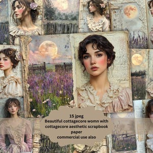 Moonlit Garden Victorian lady Junk Journal Printable Kit Digital Ephemera Lunar Scrapbook Paper Gothic Background Pages gothic Celestial
