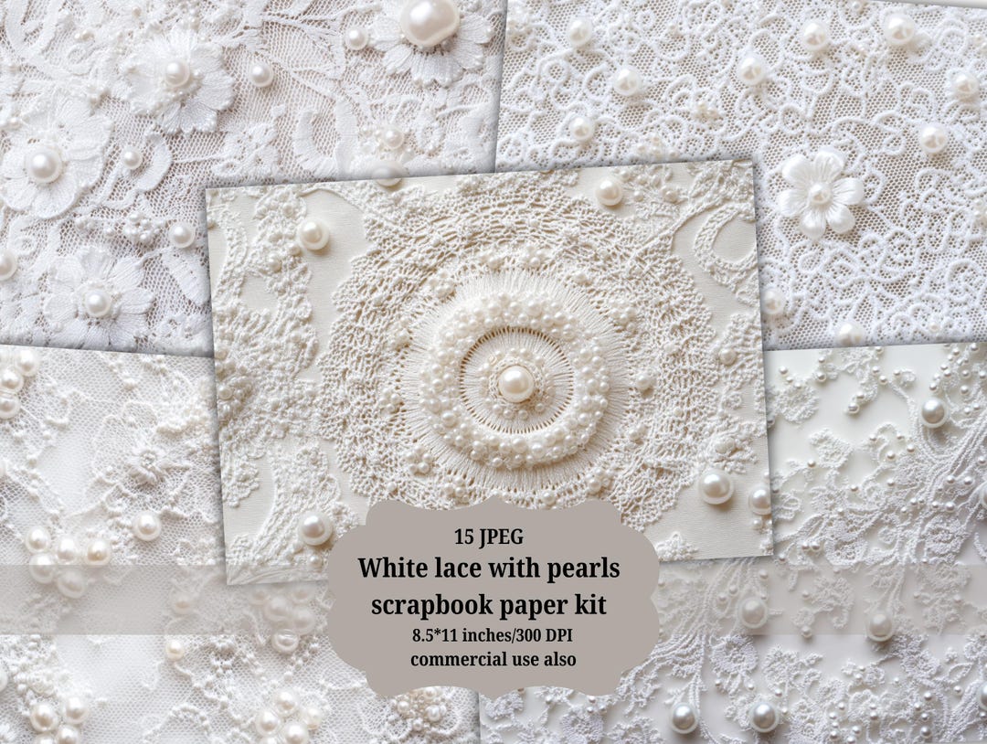 White Lace Junk Journal Sheet Pages, Digital Scrapbook Paper Kit ...