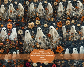 Floral Ghost Halloween Junk Journal Kit: Spooky Printable Ephemera (Digital Download)
